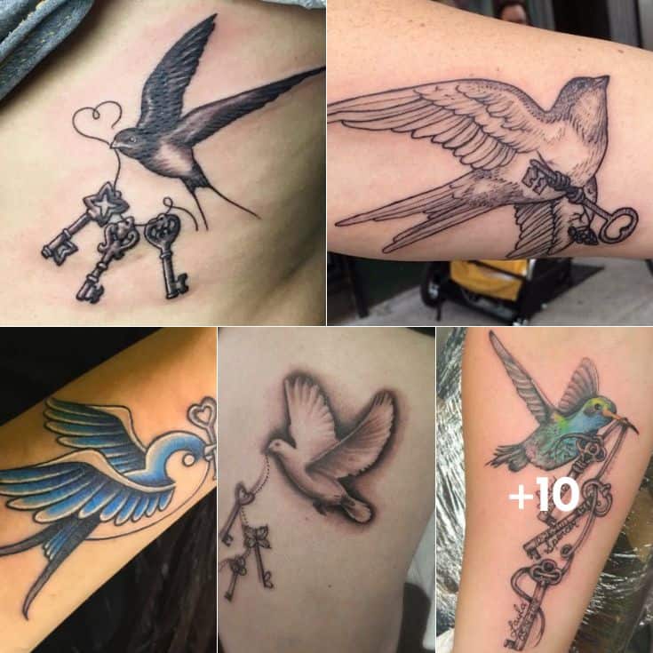 Bird with Keys Tattoo