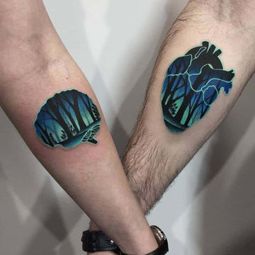 Colorful Double Exposure Tattoo